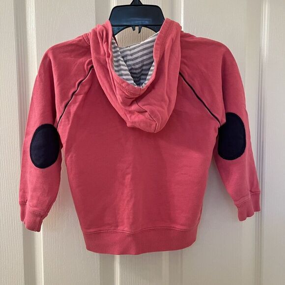 Hanna Andersson Pink Zip Hoodie Elbow Patches Piping Cotton Girls Size 110 US 5 - Picture 12 of 12